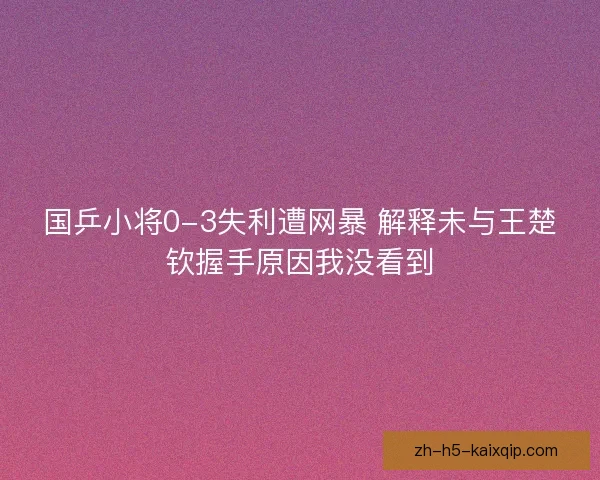 国乒小将0-3失利遭网暴 解释未与王楚钦握手原因我没看到 国乒小将0-3失利遭网暴 解释未与王楚钦握手原因我没看到